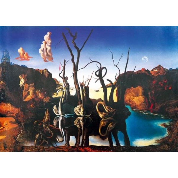 Salvador Dali, Łabędzie odbijające się w wodzie jako słonie, 1937 (1000el.) - Sklep Art Puzzle